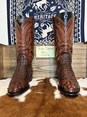[SOLD] Burnished Bourbon Nile Croc Headcut Cowboy Boots, Fits Men's size 11D
